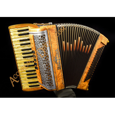 Beltuna Alpstar 34 key 96 bass musette piano accordion with helikon bass, olive wood.  MIDI options available.